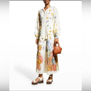 Carolina K Valeria Printed Puff-Sleeve Maxi Dress